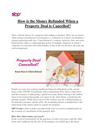 How is the Money Refunded When A Property Deal is Cancelled?