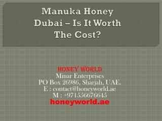 Manuka Honey Dubai – Is It Worth The Cost?