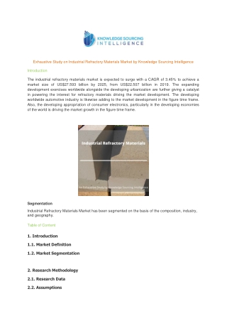 Exhaustive Study on Industrial Refractory Materials Market