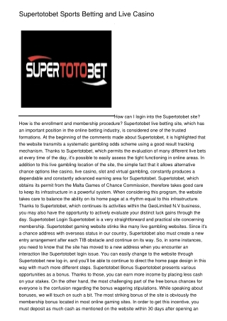 Supertotobet Sports Betting and Live Casino