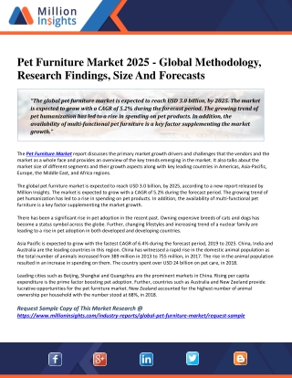 Pet Furniture Market 2025 - Global Methodology, Research Findings, Size And Forecasts