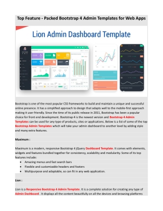 Top Feature – Packed Bootstrap 4 Admin Templates for Web Apps