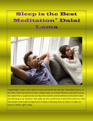 Sleep is the Best Meditation - Dalai Lama