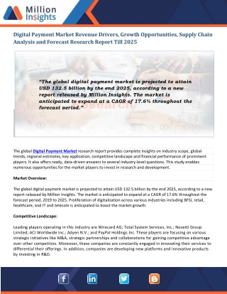 Digital Payment Market Size Analysis, Product Outlook and Growth Driving Factors, 2025