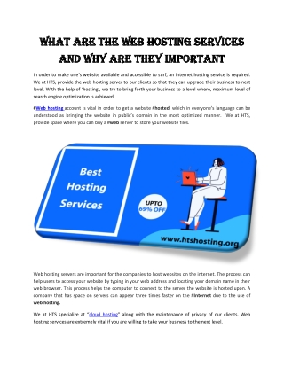 What are the web hosting services and why are they important