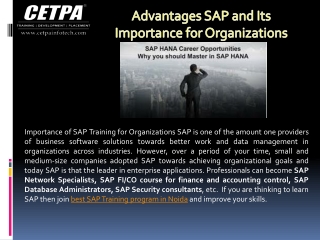 Advantages SAP and Its Importance for Organizations