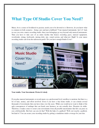 What Type Of Studio Cover You Need?