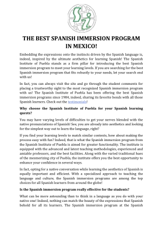 The Best Spanish Immersion Program in Mexico!