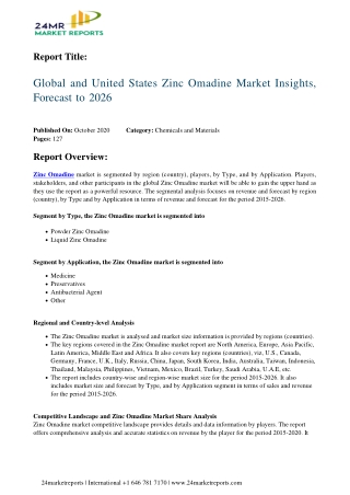 Zinc Omadine Market Insights, Forecast to 2026