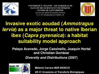 Pelayo Acevedo, Jorge Cassinello, Joaqu ín Hortal and Christian Gort ázar Diversity and Distributions (2007)