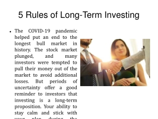 5 Rules of Long-Term Investing