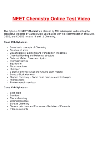 NEET MCQs for Chemistry Online Test video