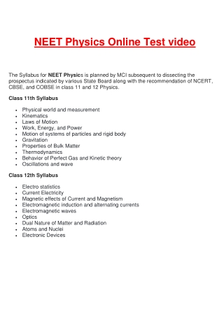 NEET MCQs for Physics Online Test video