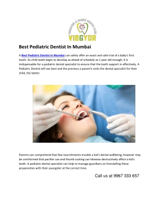 Best Pediatric Dentist In Mumbai