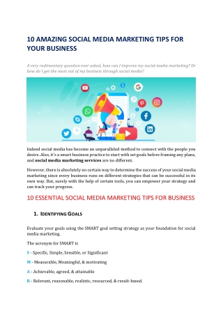 10 Amazing Social Media Marketing Tips For Your Business