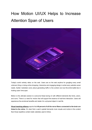 How Motion UI/UX Helps to Increase Attention Span of Users