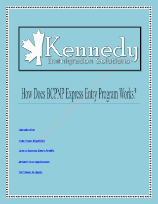 How Does BCPNP Express Entry Program Works - Kennedy Immigration Solutions