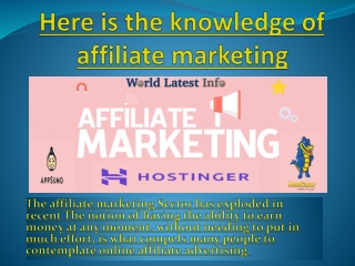 Here is the knowledge of affiliate marketing