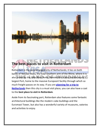 The best places to visit in Rotterdam