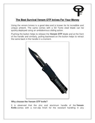 The Best Survival Venom OTF knives For Your Money