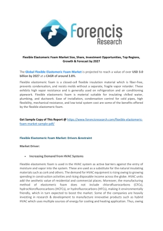 Flexible elastomeric foam market an insight on the important factors and trends influencing the global industry scenario
