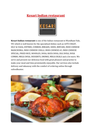 15% off - kesari Indian Restaurant Manor Lakes Menu, VIC