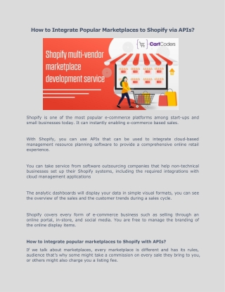 How to Integrate Popular Marketplaces to Shopify via APIs?