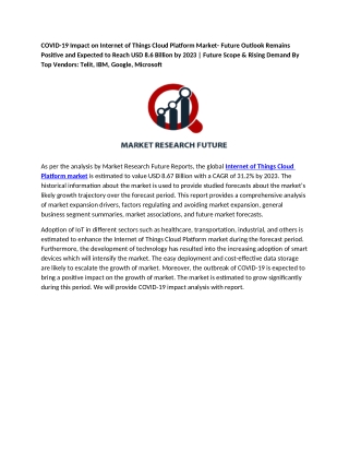 COVID-19 Impact on Internet of Things Cloud Platform Market- Future Outlook Remains Positive