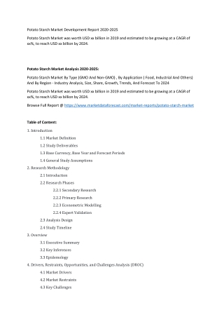 Potato Starch Market 2020-2025