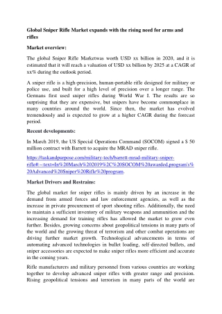 Sniper Rifle Market | Industry Trends Growth Report 2020-2025