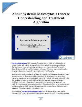 What is Systemic Mastocytosis?
