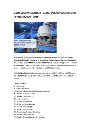 Video Analytics Market - Global Industry Analysis and Forecast (2020 - 2025)