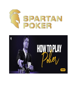 Beginners guide on how to play poker - Spartan Poker