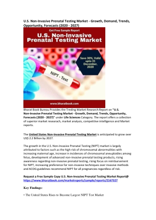 U.S. Non-Invasive Prenatal Testing Market Research Report Forecast 2027