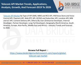 Telecom API Market Trends, Applications, Analysis, Growth, And Forecast-2019 To 2026