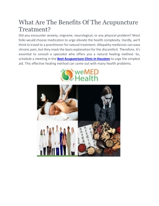 Acupuncture Treatment in Houston TX | Wemedhealth.com