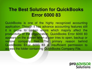 Here's A Method To Resolve QuickBooks Error 6000 83