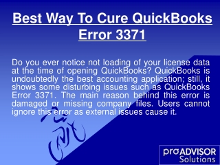 Best Way To Cure QuickBooks Error 3371