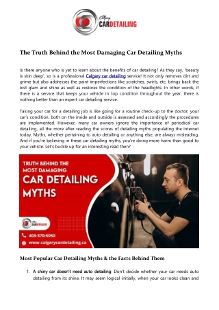 The Truth Behind the Most Damaging Car Detailing Myths