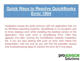 Quick Ways to Resolve QuickBooks Error 1904