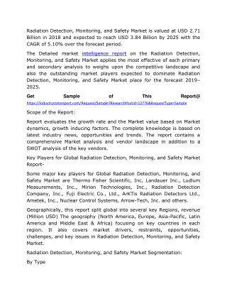Radiation Detection, Monitoring, and Safety Market 2020 Size, Industry Research, Rapid Growth, Trend, Regional Outlook T