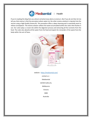 Buy Best Enema Bag Kit Online | Medisential.com