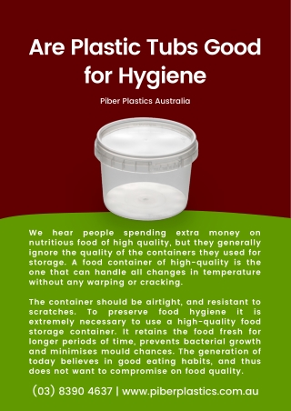 Are Plastic Tubs Good for Hygiene