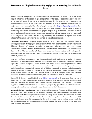 Treatment of Gingival Melanin Hyperpigmentation using Dental Diode Laser