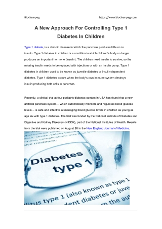 A new approach for controlling type 1 diabetes in children