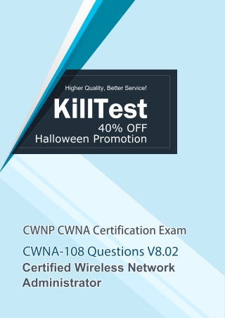 CWNP CWNA Certified CWNA-108 Study Guide V8.02 Killtest 2020