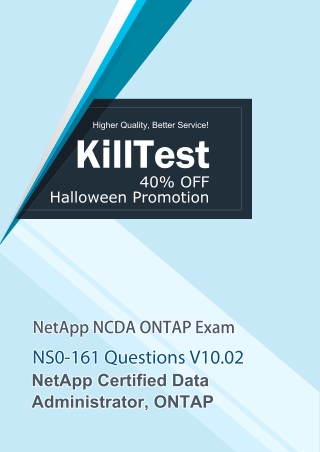 NetApp NCDA ONTAP NS0-161 Study Guide V10.02 Killtest 2020