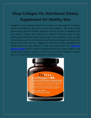 Shop Collagen Hx, Nutritional Dietary Supplement for Healthy Skin