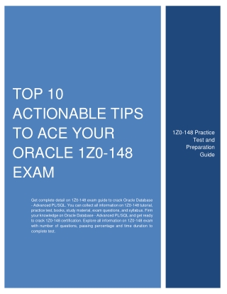 Top 10 Actionable Tips to Ace Your Oracle 1Z0-148 Exam
