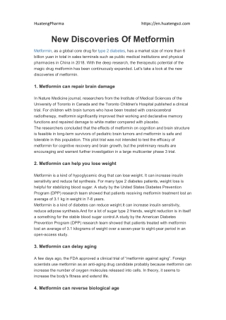 New Discoveries Of Metformin